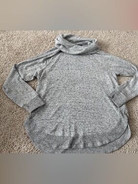 Tribal Cowl Neck Sweater Heathered Gray Size M Cozy Knit Pullover